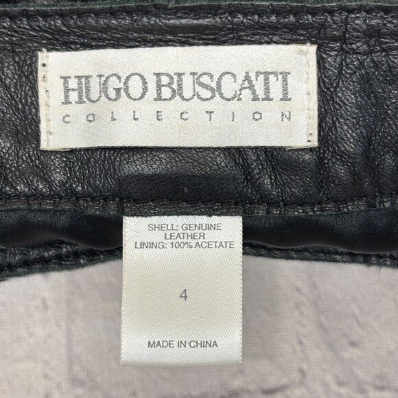 Hugo Buscati Collection Women Genuine Leather Pants Size 4 Raw Hem D041 -29 - Picture 13 of 16